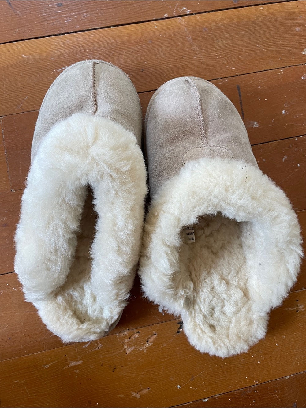 Cozy Shearling Lined Suede Slippers - Cream